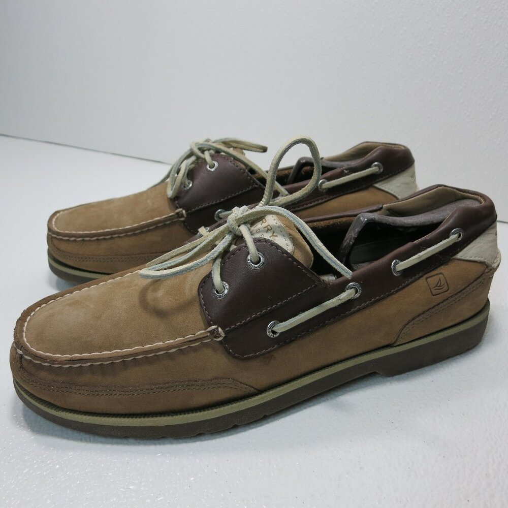 Sperry Top-Sider Two Tone Nubuck Leather Boat Deck Shoes Men's Footwear Sz 13